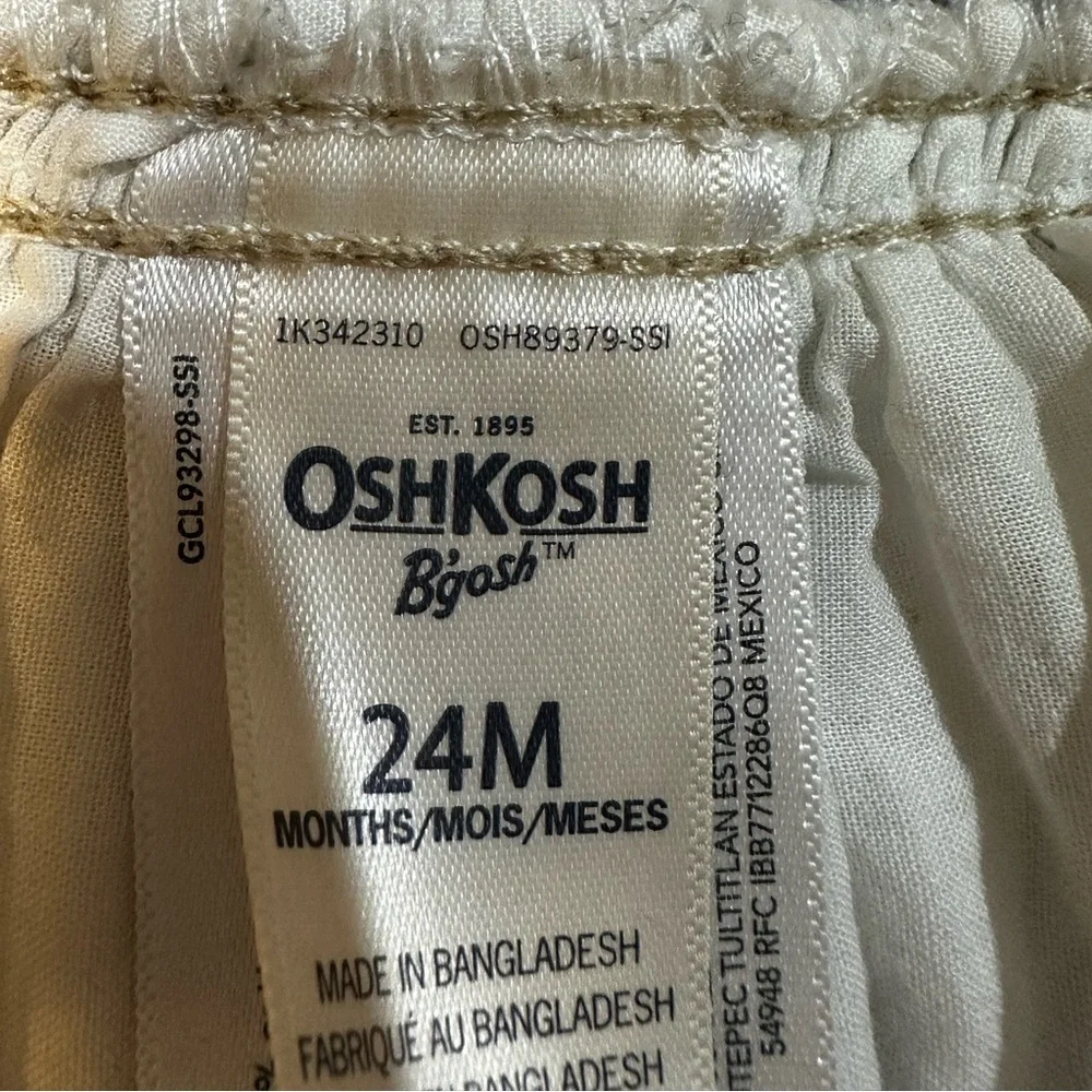 OshKosh B'gosh Toddler Girls Denim Eyelet Lace Overalls Dress Size‎ 24 Months